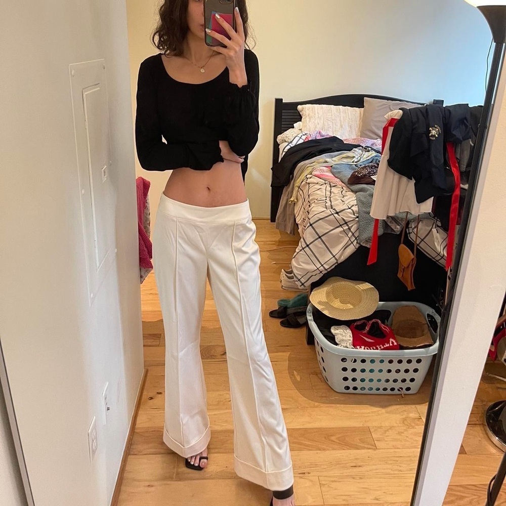 JS Collections White Wide-Leg Trousers